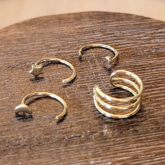 Set of 4 Ear Huggers, Gold Tone Celestial Collection - Picture 2 of 3